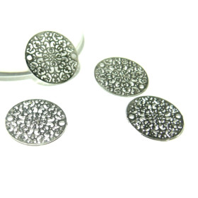 AE112861 Lot de 6 Estampes pendentif connecteur filigrane Papillon Blanc 14mm