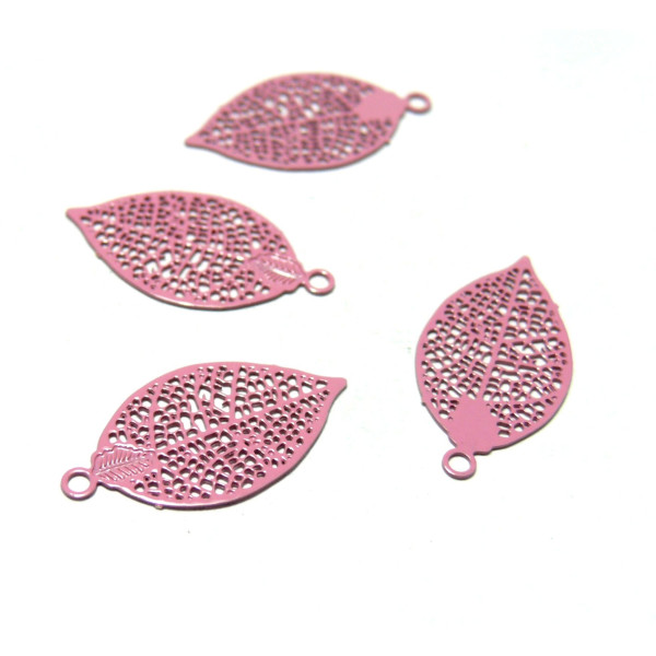 Estampes pendentif filigrane Feuille Rose de 20mm