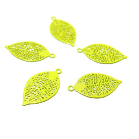 Estampes pendentif filigrane Feuille Jaune de 20mm