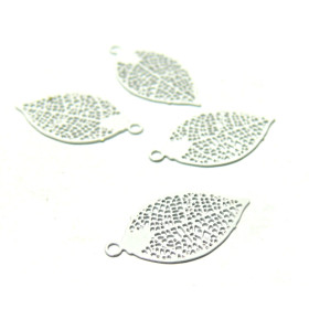 AE111425 Lot 6 Estampes pendentif filigrane Feuille Blanc de 20mm