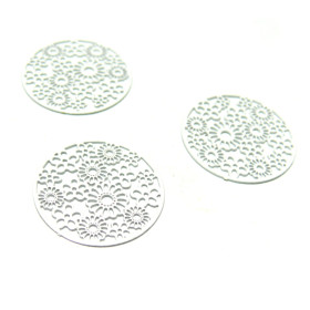 AE112265 Lot 4 Estampes pendentif connecteur filigrane Multifleurs Blanc de 20mm