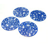 AE112265 Lot 4 Estampes pendentif connecteur filigrane Multifleurs Blanc de 20mm