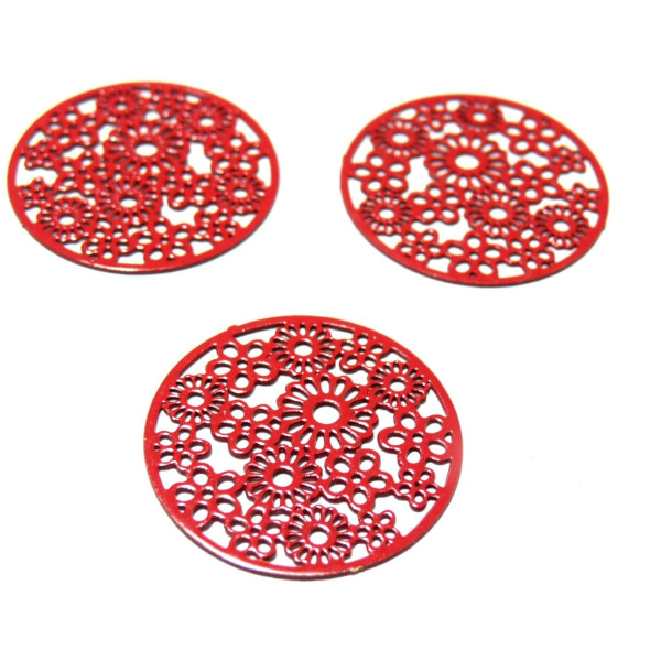 AE112265 Lot 4 Estampes pendentif connecteur filigrane Multifleurs Bleu Electrique de 20mm