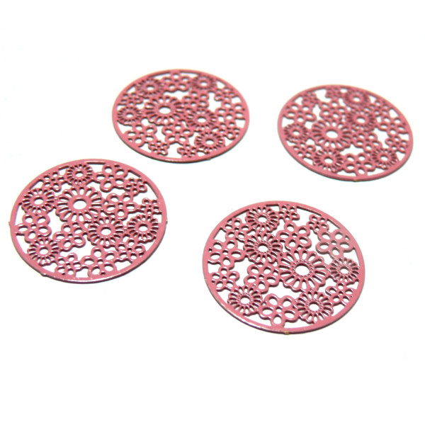 Estampes pendentif connecteur filigrane Multifleurs Rose de 20mm