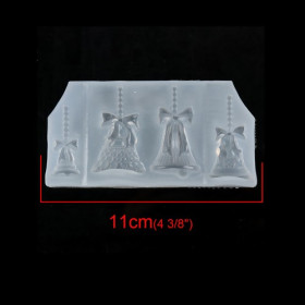 S119420 PAX 1 Moule en Silicone Pendentif 4 cloches Noel Paques pour Creation Fimo Cernit Resine