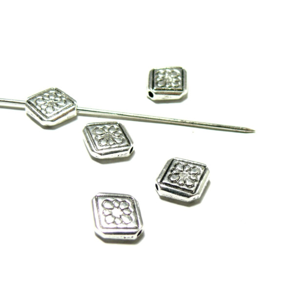 PAX 10 perles intercalaires Martelées LANTERNE metal couleur ARGENT ANTIQUE 2C5830