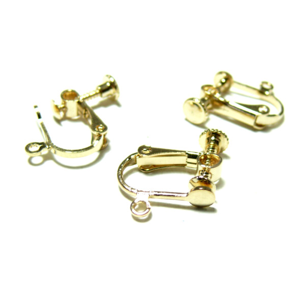 Supports de Boucles d'oreille clips à Vis couleur Or Clair avec attache qualité Laiton
