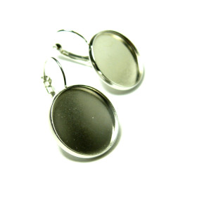 BN116337 PAX 10 Supports Boucle d'oreille Dormeuse qualité 20mm Argent Platine