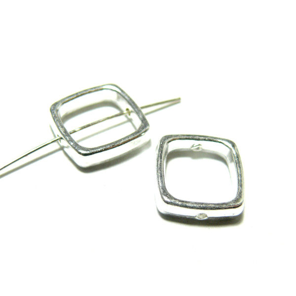 Perles METAL intercalaires Cadre Carré 14mm couleur Argent Vif