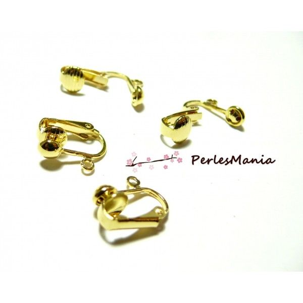 10 supports de Boucles d'oreille clips DORE avec attache P141 pour création de bijoux 