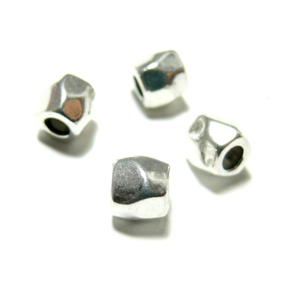 Perles Intercalaire Grand Trou Cylindre Facette Argent Antique