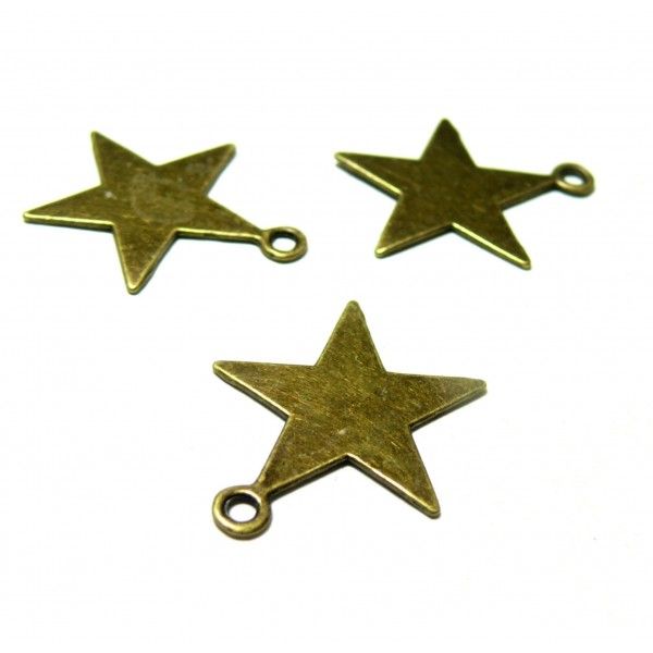 PAX 50 pendentifs breloque BELLES ETOILES metal couleur Bronze S1127638