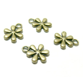S1114446 PAX 50 Pendentifs, breloques, Fleurs 6 pétales 13mm couleur Bronze