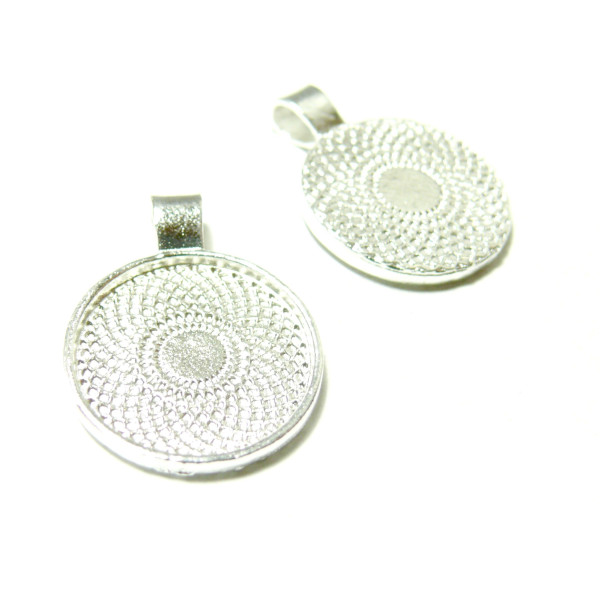 Supports de pendentif rond 20mm Qualité Extra, couleur Argent Vif