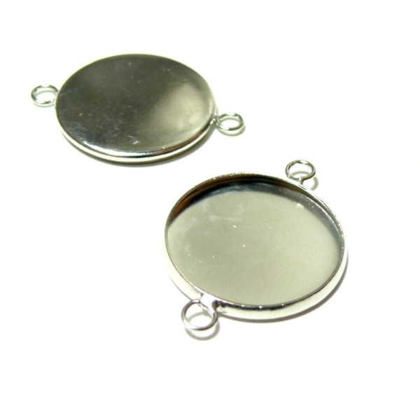 Supports de connecteur Rond 18mm Laiton couleur Argent Platine Rhodié