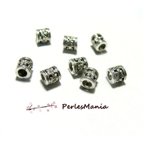 Perles intercalaires TUBE FLEUR 6mm couleur Argent Antique DIY