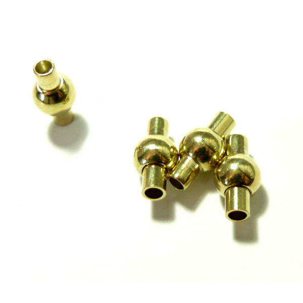 H2304 PAX 10 Sets de Fermoirs Magnetiques Colonnes Cylindres couleur Doré 4mm