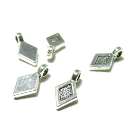 Bélières à Coller Losange 16mm – Métal Argent Antique