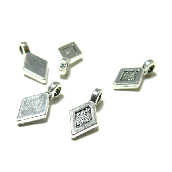 Bélières à Coller Losange 16mm – Métal Argent Antique