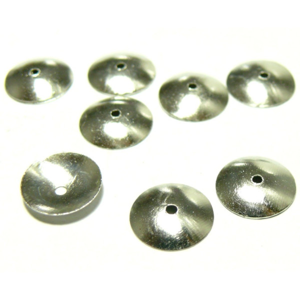 Coupelles Coquille Calottes Rondes Lisses 10mm – Argent Platine