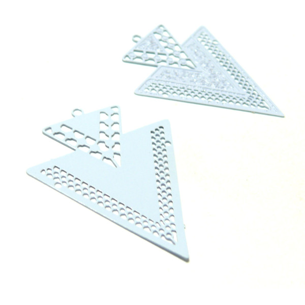 Estampes pendentif Geometrique Double Triangle de 40mm Marron Pailleté