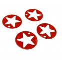 AC119915 Lot de 4 Estampes rondes étoile perforée 18mm couleur Rouge
