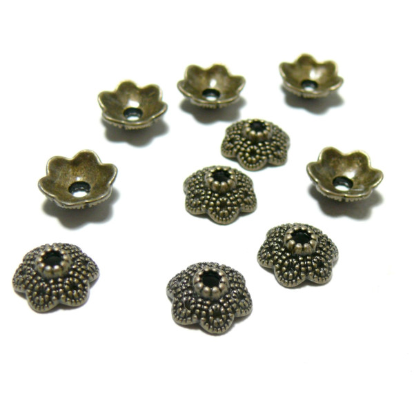 Coupelles Calottes Coquilles Fleur 11mm – Couleur Bronze