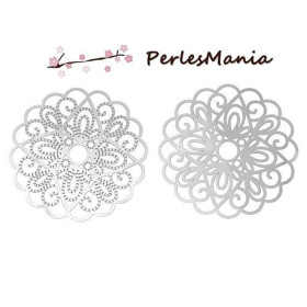 Estampes Grande Fleur 50 mm – Acier Inoxydable – Argent Platine