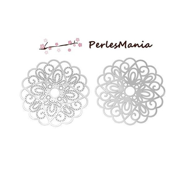 Estampes Grande Fleur 50 mm – Acier Inoxydable – Argent Platine