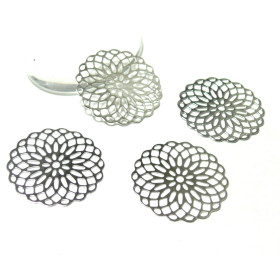 Estampes Pendentif Filigrane Rosace 25mm – Argent Platine – Laiton
