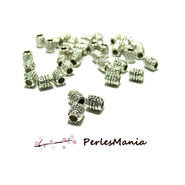 Environ 100 perles intercalaire TUBES 6mm ref 310 Vieil argent