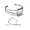 2 pièces: 1 bracelet  carré double Qualité extra 20mm  argent platine et 1 cabochon carré 