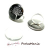 Supports Bagues 20mm Argent Platine Qualité BN1124909 et 10 Cabochons rond 20mm en verre transparents