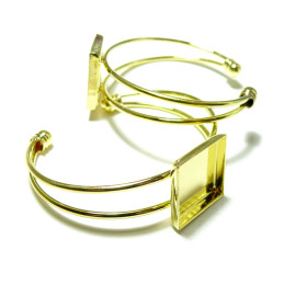 BN1126163 Lot de 4 supports de bracelet Carré 20mm couleur Doré Qualité Laiton
