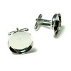 BN118895PP PAX 10 supports Boutons de manchettes 14mm  couleur Argent Platine qualité Laiton 