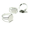 Supports de bague, plateau lisse anneau double 12mm, laiton  finition Argent Platine Rhodié