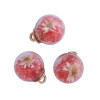 PAX 5 Pendentifs Globes Bulles en Verre Fleur et Rhinestone Violet socle DORE S1198724