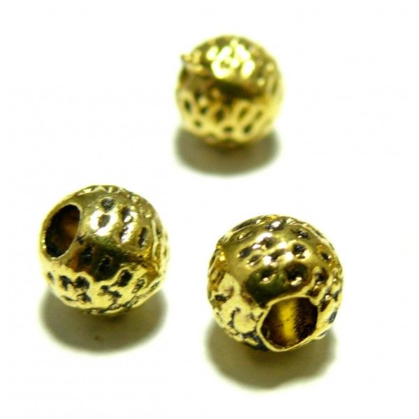 50 perles intercalaires P611 doré style martelées 