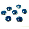5 sequins médaillons style émaillés Biface Rond 8mm Bleu Nuit ref3