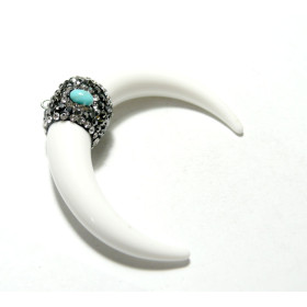 S11116741 PAX  1 Pendentif  Ethnique Boho Chic Corne de Buffle  54mm couleur Blanc