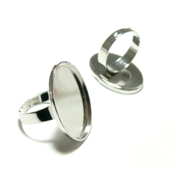 1 SUPPORT BAGUE OVALE QUALITE 18 par 25mm ARGENT PLATINE ID29037 , DIY