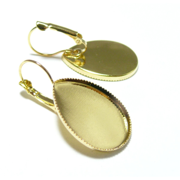 PAX 10 pièces boucle d'oreille DORMEUSE PLATEAU forme GOUTTE 18 par 25mm BRONZE BN1129666