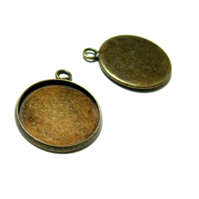 supports de pendentif attache ronde 16mm couleur  laiton couleur BRONZE