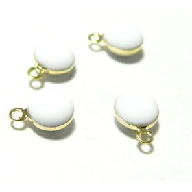 Sequins médaillons résine émaillés biface rond DORE 3D 6.5mm couleur Blanc