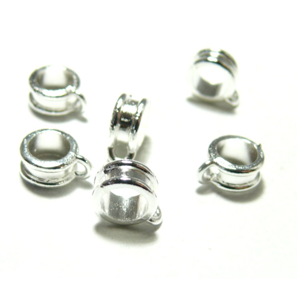 Pendentifs bélières métal 10x8mm – Argent Vif