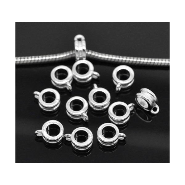 Pendentifs bélières métal 10x8mm – Argent Vif