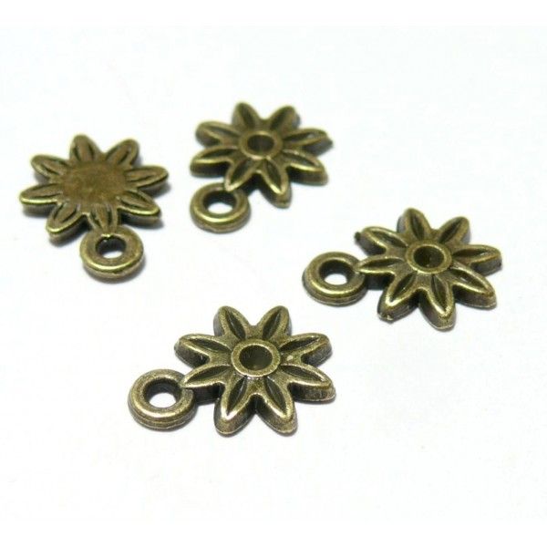 pendentifs breloques fleur, soleil 10mm métal couleur Bronze