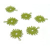 AE119297 Lot 6 Estampes pendentif  filigrane Fleur Soleil couleur Vert de 13 par 15mm