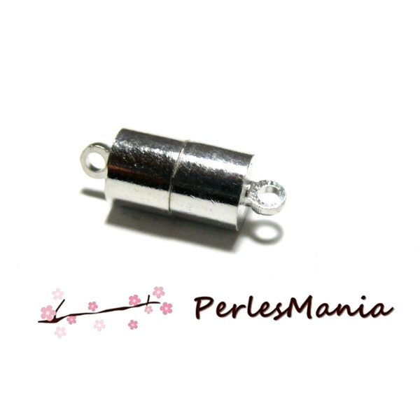 Sets de Fermoirs MAGNETIQUES Aimantes Cylindre 16mm Argent Platine