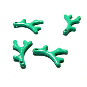 Breloques, pendentifs Corail 25mm, metal couleur Vert
